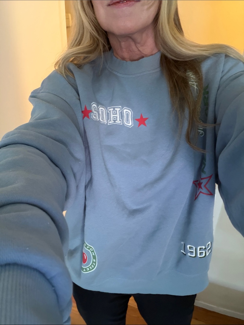 PacSun Blue Graphic Crewneck Sweatshirt with Neon Accents